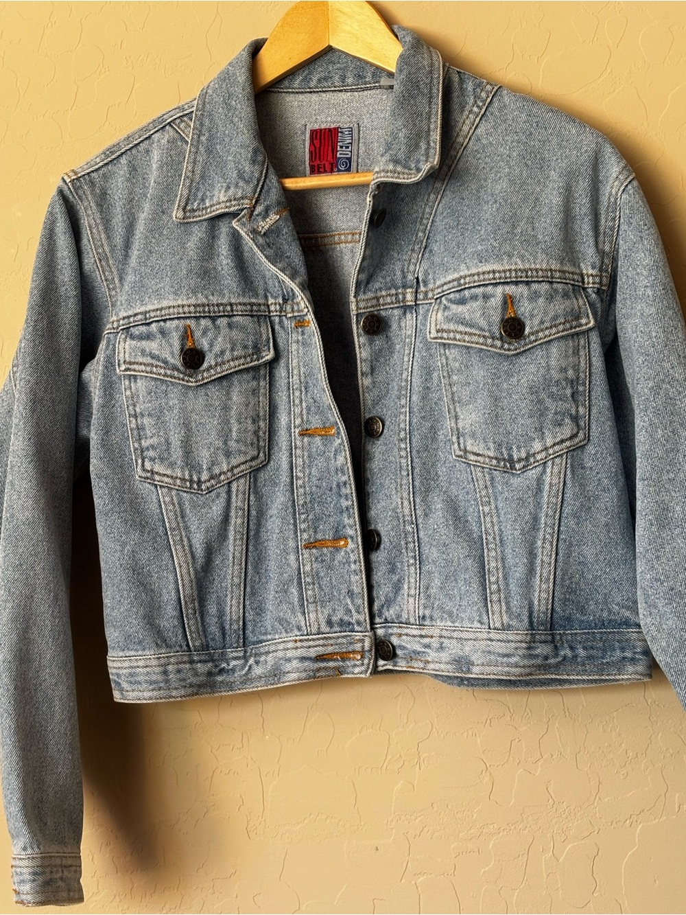 Vintage 90s Sunbelt Light Wash Cropped Denim Trucker Jacket Size [Insert Size]